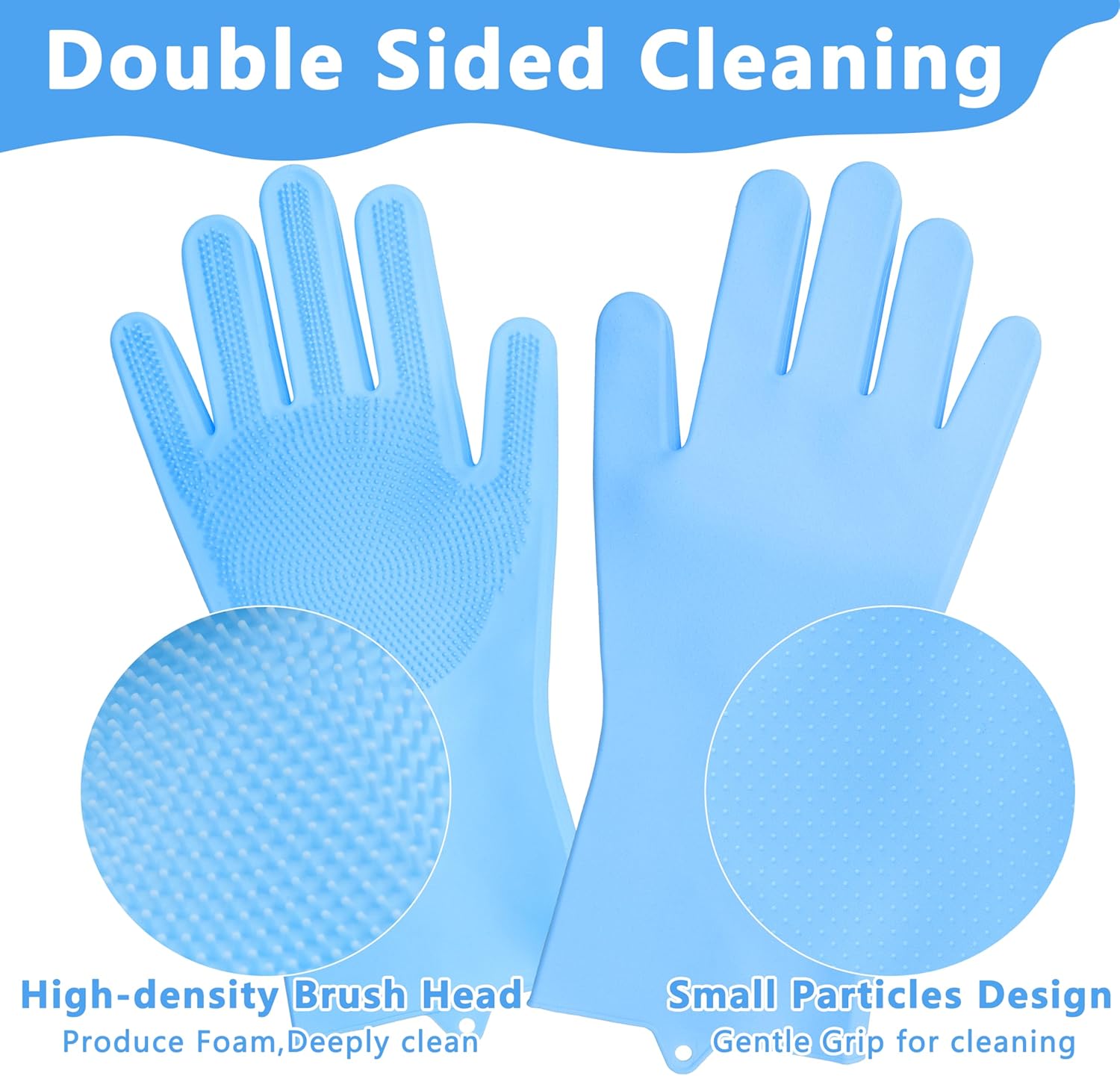 Pet Grooming Gloves—Dog Washing Gloves with High-Density Teeth, Dog Bath Scrubber with Enhanced Five Finger Design, Silicone Gloves for Dogs and Cats Bathing, Massage (Blue)