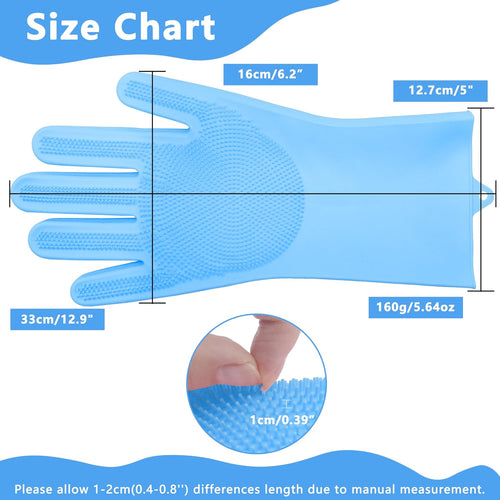 Pet Grooming Gloves—Dog Washing Gloves with High-Density Teeth, Dog Bath Scrubber with Enhanced Five Finger Design, Silicone Gloves for Dogs and Cats Bathing, Massage (Blue)